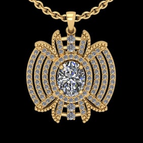 1.61 Ctw VS/SI1 Diamond 14K Yellow Gold Necklace (ALL DIAMOND ARE LAB GROWN )