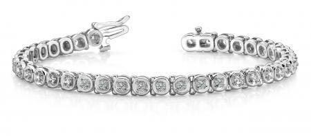 14KT WHITE GOLD 1 CTW G-H VS2/SI1 CIRCLE LINK TENNIS BRACELET LAB-GROWN DIAMOND