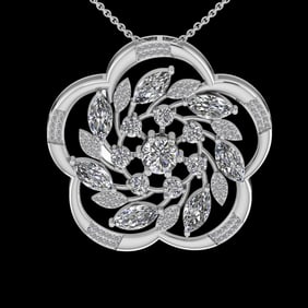 4.15 Ctw VS/SI1 Diamond 18K White Gold Necklace (ALL DIAMOND ARE LAB GROWN )