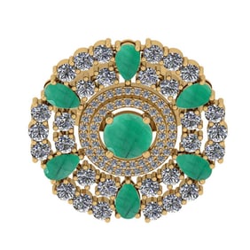 4.84 Ctw VS/SI1Emerald and Diamond 14K Yellow Gold Engagement Halo Ring (ALL DIAMONDS ARE LAB GROWN)