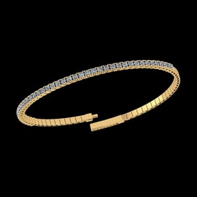 0.90 Ctw VS/SI1 Diamond 14K Yellow Gold Half Bangle ALL DIAMOND ARE LAB GROWN