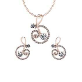 1.00 ctw VS/SI1Diamond 14K Rose Gold EarRing+Pendant Set ALL DIAMOND LAB GROWN