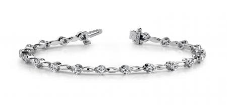 14K WHITE GOLD 1 CTW G-H VS2/SI1 TEARDROP LINK BRACELET LAB-GROWN DIAMOND