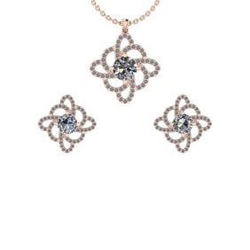2.54 ctw VS/SI1Diamond 14K Rose Gold EarRing+Pendant Set ALL DIAMOND LAB GROWN