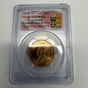 1914 MS63 Canada Gold $10 Canada Gold Reserve PCGS Certified