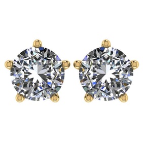 CERTIFIED 1 CTW ROUND E/VS2 DIAMOND (LAB GROWN Certified DIAMOND SOLITAIRE EARRINGS ) IN 14K YELLOW