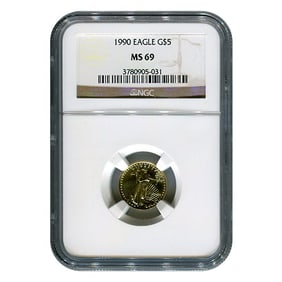 Certified American $5 Gold Eagle 1990 MS69 NGC