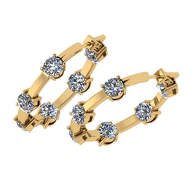 3.00 Ctw VS/SI1 Diamond 14K Yellow Gold Hoop Earrings ALL DIAMOND ARE LAB GROWN DIAMOND