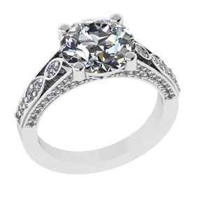 3.47 Ctw VS/SI1 Diamond 14k white Gold Engagement Ring (ALL DIAMOND ARE LAB GROWN)