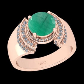 2.43 Ctw VS/SI1 Emerald and Diamond 14K Rose Gold Engagement Halo ring (ALL DIAMOND ARE LAB GROWN )