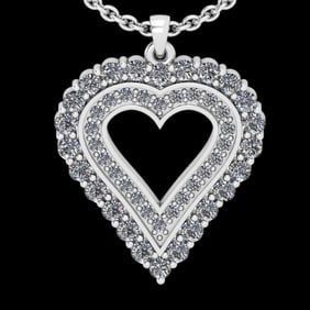 0.98 CtwVS/SI1 Diamond 14K White Gold Necklace (ALL DIAMOND ARE LAB GROWN )
