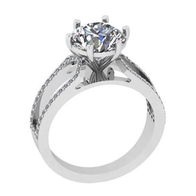 3.05 Ctw SI2/I1 Diamond Style Prong Set 18K White Gold Anniversary Ring