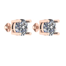 CERTIFIED 2.01 CTW ROUND D/VVS1 DIAMOND (LAB GROWN Certified DIAMOND SOLITAIRE EARRINGS ) IN 14K