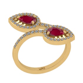 1.35 Ctw VS/SI1 Ruby and Diamond 14K Yellow Gold Engagement Ring(ALL DIAMOND ARE LAB GROWN)