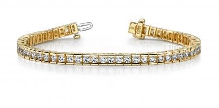 14KT YELLOW GOLD 2.50 CTW G-H VS2/SI1 CLASSIC BOX TENNIS BRACELET LAB-GROWN DIAMOND