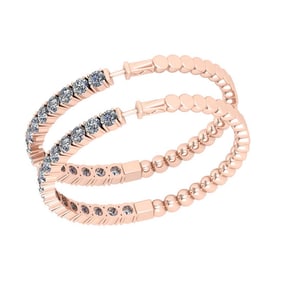 0.60 Ctw VS/SI1 Diamond 14K Rose Gold Hoop Earrings (ALL DIAMOND ARE LAB GROWN)