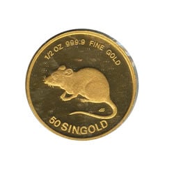 Singapore Gold Half Ounce 1984 Rat: Singapore Gold Half Ounce 1984 Rat -- Singapore Gold Half Ounce 1984 Rat #NGFY26026v8