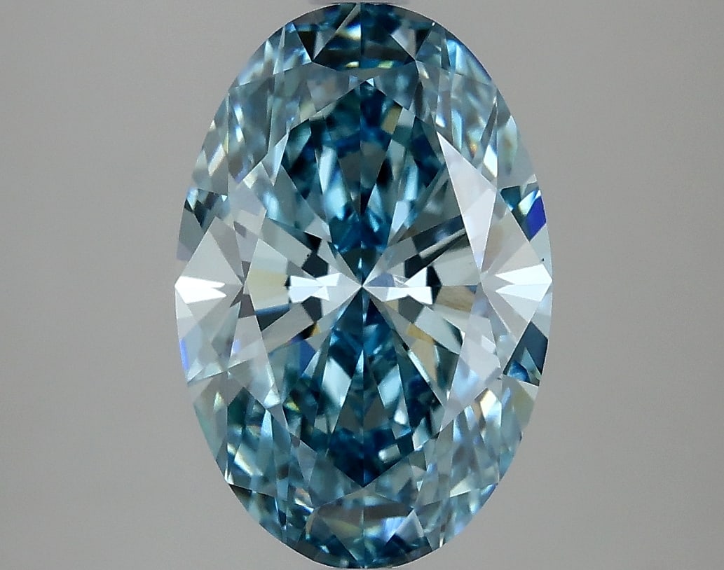 2.97 ctw. VS1 IGI Certified Oval Cut Loose Diamond (LAB GROWN): 2.97 ctw. VS1 IGI Certified Oval Cut Loose Diamond (LAB GROWN) -- IGI Certified Oval Cut Loose Diamond (LAB GROWN) - Weight :- 2.97 ctw; Color :- Fancy Vivid Blue; Clarity :-VS1 #NGFY70419v14