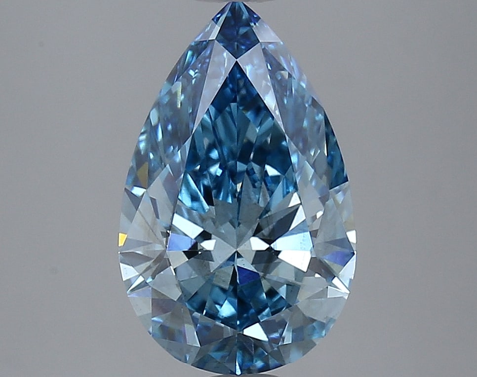2.64 ctw. VS2 IGI Certified Pear Cut Loose Diamond (LAB GROWN): 2.64 ctw. VS2 IGI Certified Pear Cut Loose Diamond (LAB GROWN) -- IGI Certified Pear Cut Loose Diamond (LAB GROWN) - Weight :- 2.64 ctw; Color :- Fancy Vivid Blue; Clarity :-VS2 #NGFY68807v14