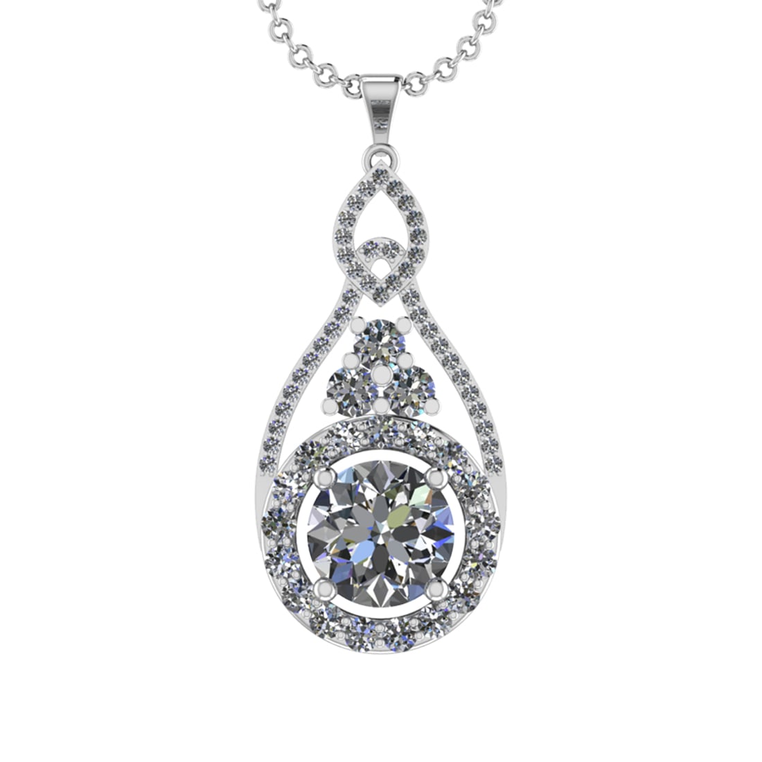 5.47 Ctw VS/SI1 Diamond 14K White Gold Pendant Necklace (ALL DIAMOND ARE LAB GROWN ): 5.47 Ctw VS/SI1 Diamond 14K White Gold Pendant Necklace (ALL DIAMOND ARE LAB GROWN ) -- Center Diamond Weight :-2.80 Ctw ( Round Cut) Color :- J-K Clarity :VS/SI1 Center Stone Setting : Prong Side Dia