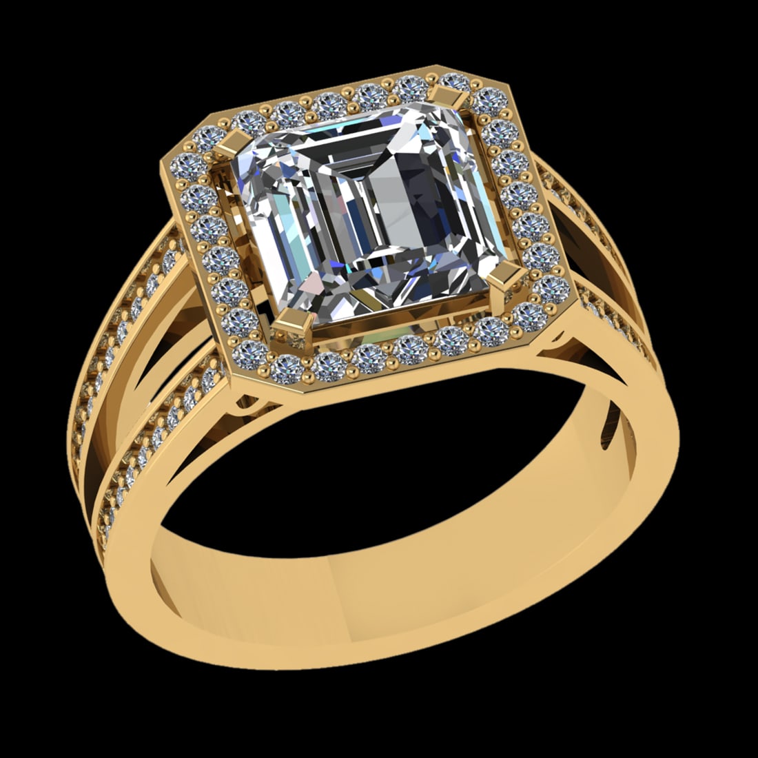 3.46 Ctw VS/SI1 (ALL DIAMOND ARE LAB GROWN ) Diamond 10k Yellow Gold Engagement Ring: 3.46 Ctw VS/SI1 (ALL DIAMOND ARE LAB GROWN ) Diamond 10k Yellow Gold Engagement Ring -- Center Daimond Weight :-3.00 Ctw ( Princess Cut) Color : J-K Clarity : VS/SI1 (ALL DIAMOND ARE LAB GROWN ) Side