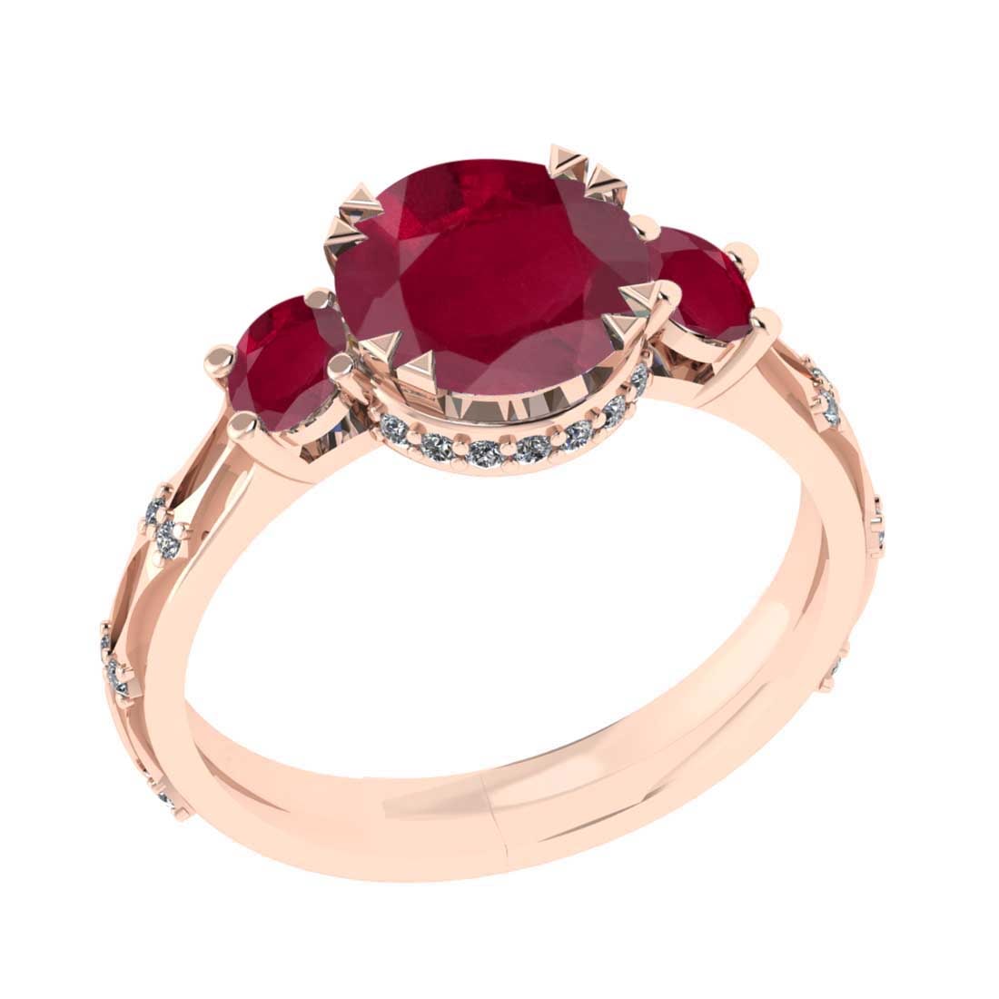 2.63 Ctw VS/SI1 Ruby and Diamond 14K Rose Gold Vintage Style Ring (ALL DIAMOND ARE LAB GROWN DIAMOND: 2.63 Ctw VS/SI1 Ruby and Diamond 14K Rose Gold Vintage Style Ring (ALL DIAMOND ARE LAB GROWN DIAMOND ) -- Center Stone Weight : 2.50 Ctw ( Round Cut) Center stone Color :-Ruby Setting : Prong Side Dia