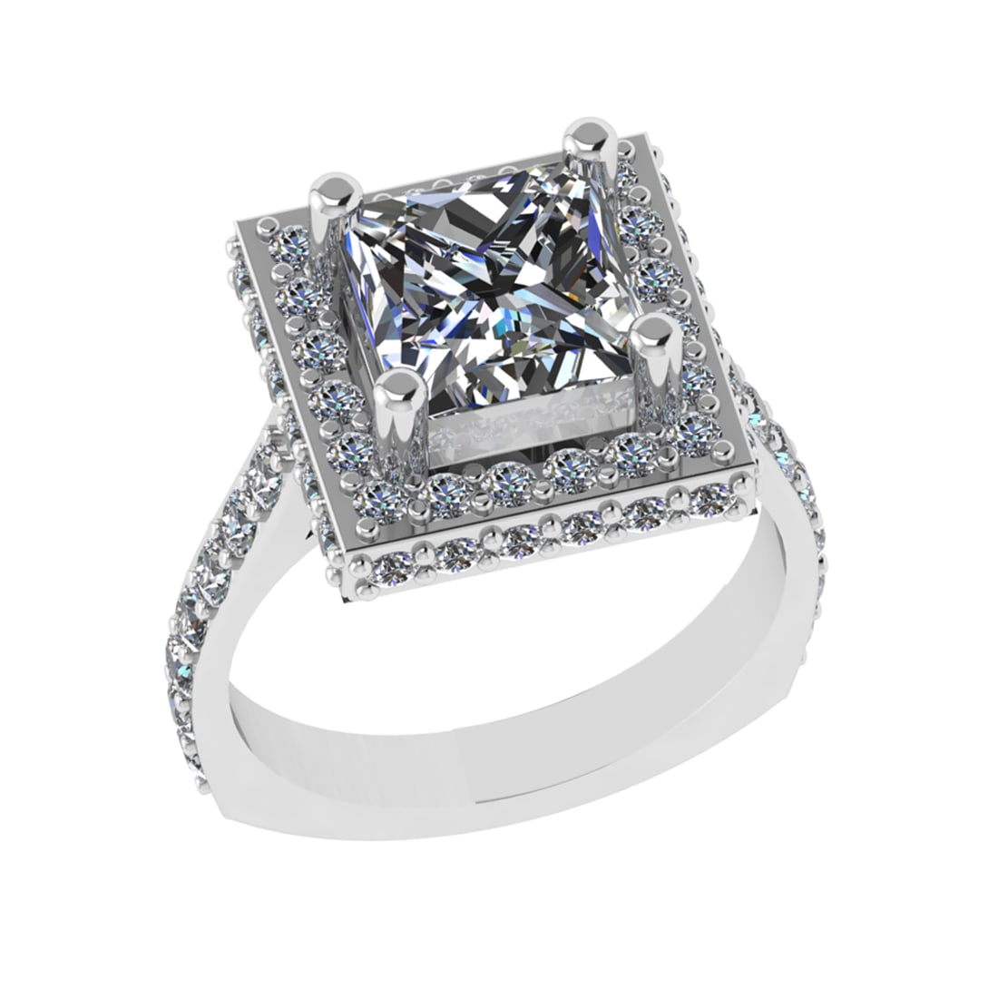 3.21 Ctw VS/SI1 Diamond 14k White Gold Engagement Ring (ALL DIAMOND ARE LAB GROWN ): 3.21 Ctw VS/SI1 Diamond 14k White Gold Engagement Ring (ALL DIAMOND ARE LAB GROWN ) -- Center Diamond Weight : 1.80 Ctw ( Princess Cut ) Color :- J-K Clarity :VS/SI1 Stone Setting : Prong Side Diamond