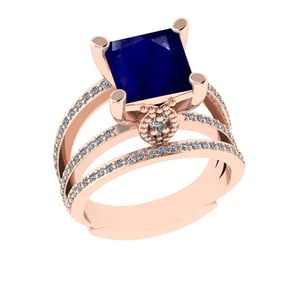 2.70 Ctw VS/SI1 Blue Sapphire And Diamond 14k Rose Gold Engagement Ring (AL