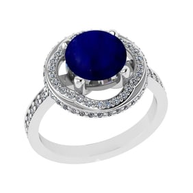 3.12 Ctw VS/SI1 Blue Sapphire and Diamond 14k white Gold Engagement Ring