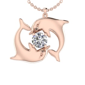 0.60 Ctw VS/SI1 Diamond 10K Rose Gold Fish Pendant (ALL DIAMOND ARE LAB GRO