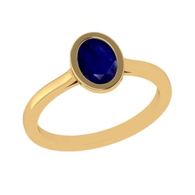 2.59 Ctw Blue Sapphire Set 14k Yellow Gold Solitaire Ring (ALL DIAMOND ARE