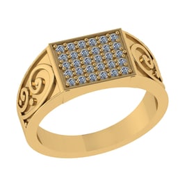 0.33 Ctw VS/SI1 Diamond 14k Yellow Gold Cuslter Engagement Ring