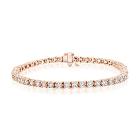 4.9 ctw 14k Rose Gold 7 inch Basket 4 Prong Tennis Bracelet (LAB GROWN DIAM