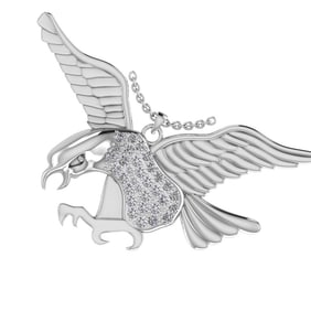 0.42 Ctw VS/SI1 Diamond 10K White Gold Bird theme Eagle Pendant (ALL DIAMON