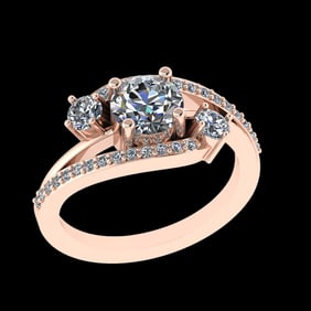 1.56 Ctw VS/SI1 Diamond Prong Set 10K Rose Gold Engagement Ring (ALL DIAMON