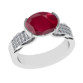 2.98 Ctw VS/SI1 Ruby And Diamond 14k White Gold Engagement Ring (ALL DIAMON