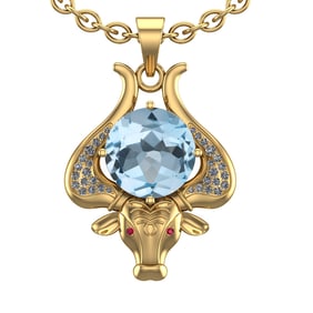 2.89 Ctw VS/SI1 Blue Topaz and Diamond Set 10K Yellow Gold Creature Theme P