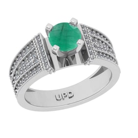 1.26 Ctw VS/SI1 Emerald and Diamond 14k white Gold Engagement Ring (ALL DIA