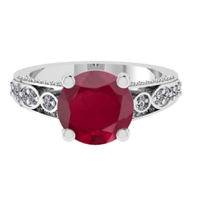 3.32 Ctw VS/SI1 Ruby and Diamond 14k white Gold Engagement Ring (ALL DIAMON