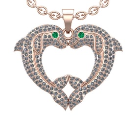 2.50 Ctw VS/SI1 Diamond 14k Rose Gold Fish Pandant (ALL DIAMOND ARE LAB GRO