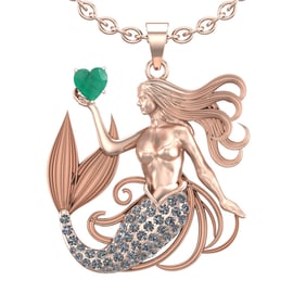 5.01 Ctw VS/SI1 Emerald and Diamond 14k Rose Gold Pandant (ALL DIAMOND ARE