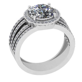 3.22 Ctw SI2/I1 Diamond Style Prong Set 18K White Gold Engagement Wedding R