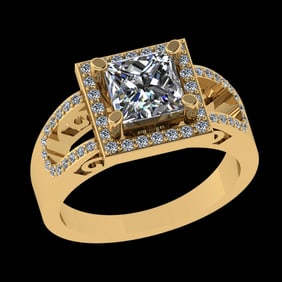 1.15 Ctw VS/SI1 Diamond Style 14 K Yellow Gold Engagement Ring (ALL DIAMOND