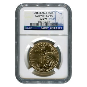 Certified American $50 Gold Eagle 2013 MS70 Early Release NGC