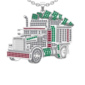 5.68 Ctw VS/SI1 Emerald ,Ruby And Diamond 14K White Gold Necklace (ALL DIAM