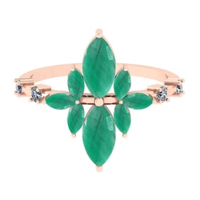 1.75 Ctw VS/SI1 Emerald And Diamond 14K Yellow Gold Cocktail Ring