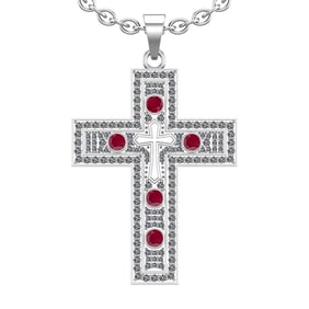 1.96 Ctw VS/SI1 Ruby and Diamond 14k white Gold Pandant Necklace (ALL DIAMO