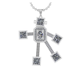 5.15 Ctw VS/SI1 Diamond 14K White Gold robot theme Necklace (ALL DIAMOND AR