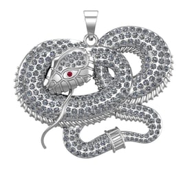 5.35 Ctw VS/SI1 Diamond 14k white Gold Snake theme Pendant (ALL DIAMOND ARE