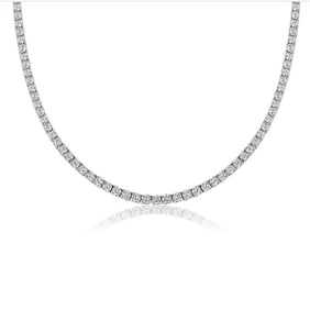 13.72 ctw 14K White Gold 17 inch Basket 4 Prong Tennis Necklace (LAB-GROWN)